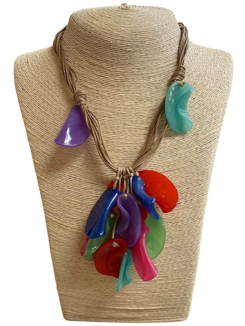 186ML  MULTI ACRYLIC SHORT NECKLACE