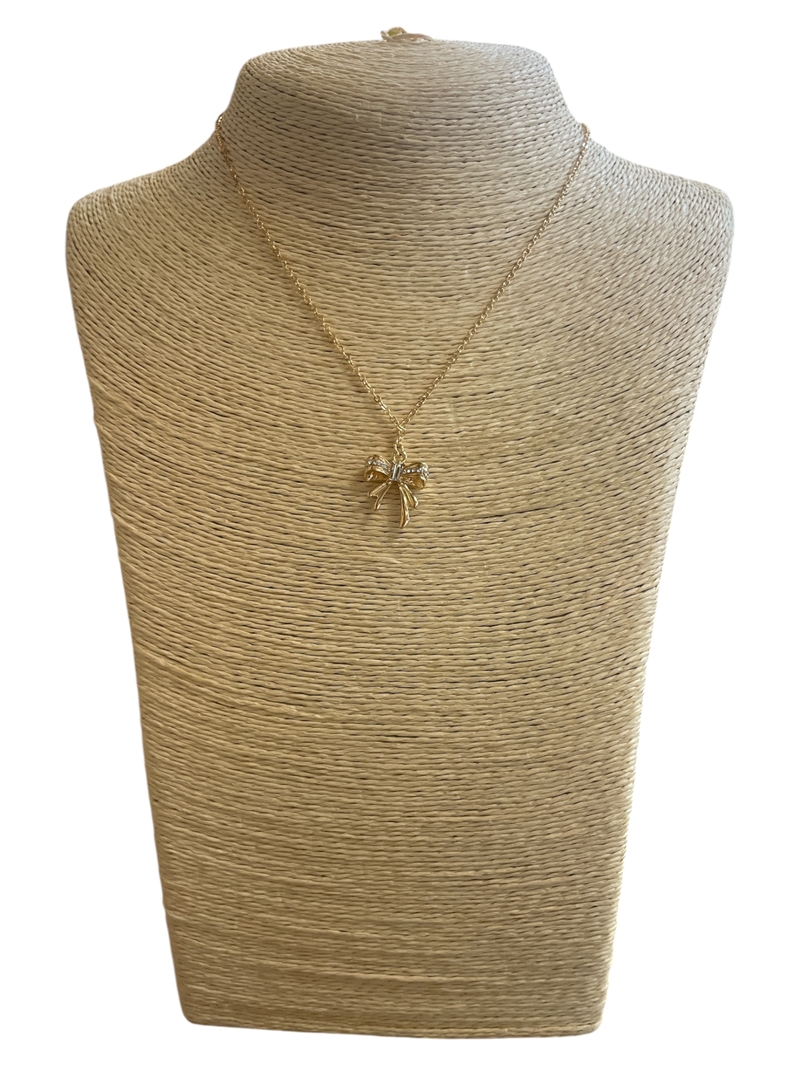 18716 THIN BOW RHINESTONE NECKLACE