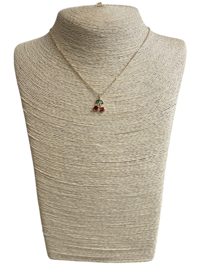 18723 SMALL CHERRY THIN SHORT GOLD NECKLACE