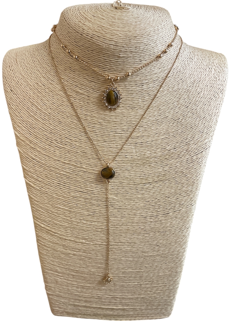 18876 LAYERED BROWN SHORT NECKLACE