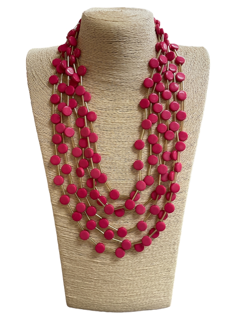 18HO HOT PINK MULTI LAYERED NECKLACE