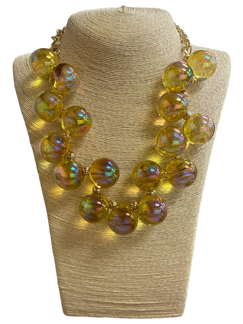 18N6CY CLEAR  YELLOW ACRYLIC NECKLACE
