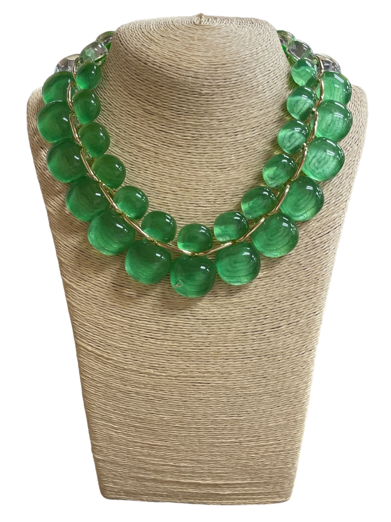 18N6GE  GREEN ACRYLIC CHUNKY NECKLACE