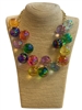 18N6MC MULIT COLOR ACRYLIC HOLOGRAPHIC BUBBLE BEADED NECKLACE