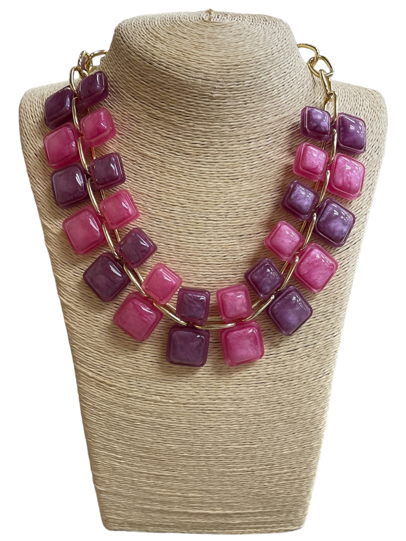 18N6P PURPLE MULTI CHUNKY NECKLACE