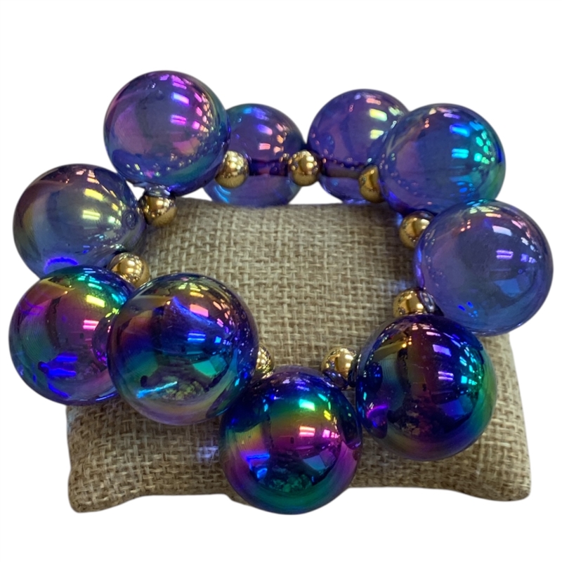 18N8 22 MM HOLOGRAPHIC ACRYLIC BEADED CHUNKY BRACELET
