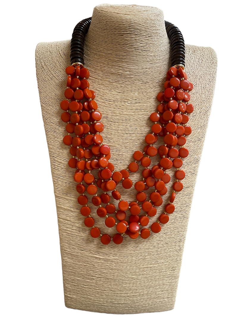 18NM  ORANGE MULTI LAYERED NECKLACE