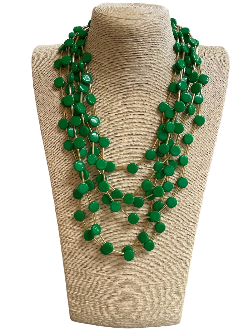 18OGN GREEN MULTI LAYERED NECKLACE