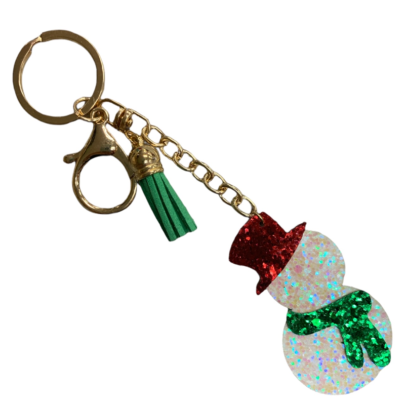 19-0870GWT CHRISTMAS  GLITTER SNOWMAN KEYCHAIN