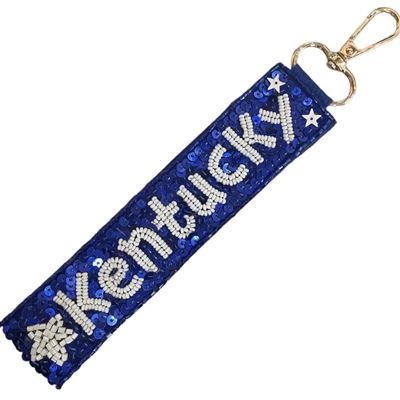 19-0969 KENTUCKY BLUE & WHITE WRISTLET KEYCHAIN