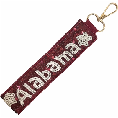 19-0969 ALABAMA BURGUNDY & WHITE WRISTLET KEYCHAIN