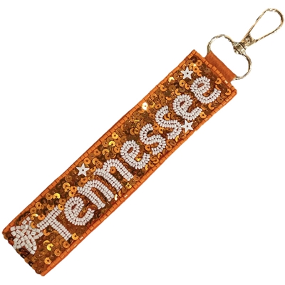 19-0969 TENNESSEE ORANGE & WHITE WRISTLET KEYCHAIN