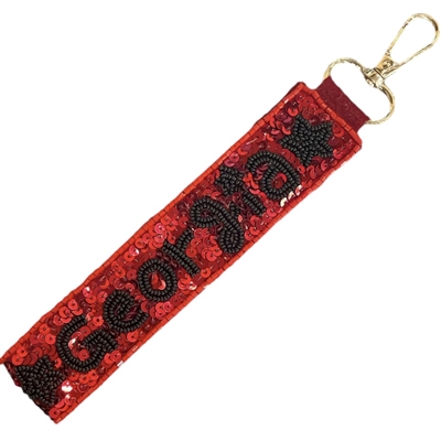 19-0969 GEORGIA RED & WHITE WRISTLET KEYCHAIN