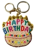 19-1050 SEED BEAD "HAPPY BIRTHDAY" CAKE KEYCHAIN
