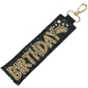 19-1053B  BIRTHDAY BLACK SEQUIN WRISTLET KEYCHAIN