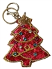 19-1077 SEED BEAD FUCHSIA CHRISTMAS TREE KEYCHAIN