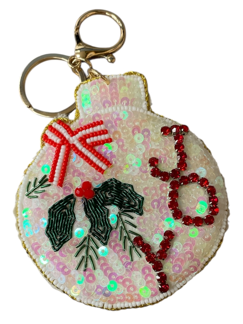 19-1079 SEED BEAD CHRISTMAS ORNAMENT KEYCHAIN