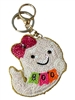 19-1080 SEED BEAD PINK BOW GHOST KEYCHAIN