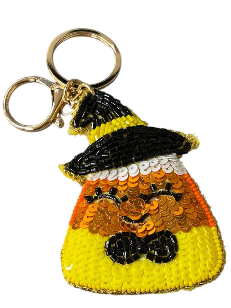 19-1084 SEED BEAD CANDY CORN KEYCHAIN