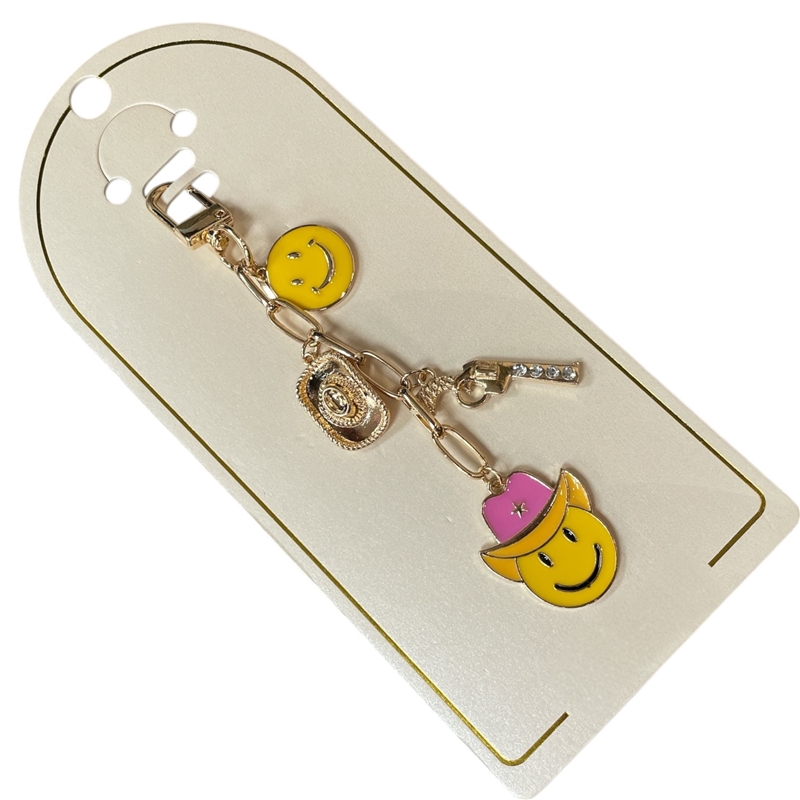 19-1815 MULTI COWBOY SMILEY FACE BAG CHARM