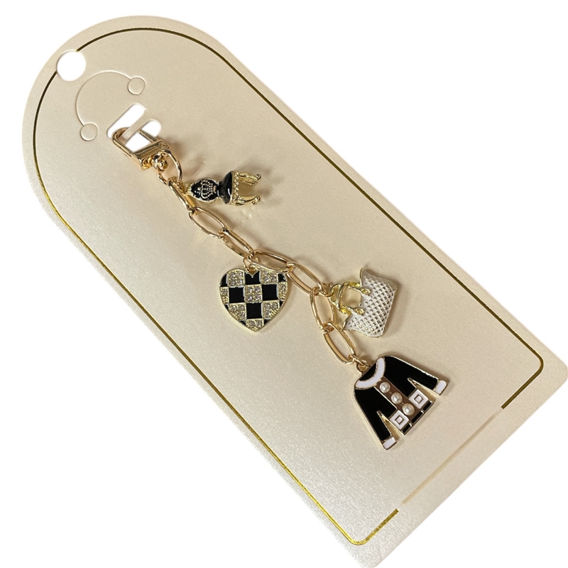 19-1873 MULTI BLACK & WHITE HEART BAG CHARM