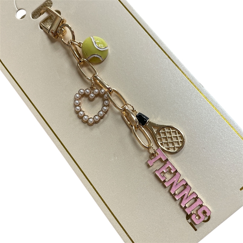 19-1924   TENNIS  & CHARMS  KEYCHAIN