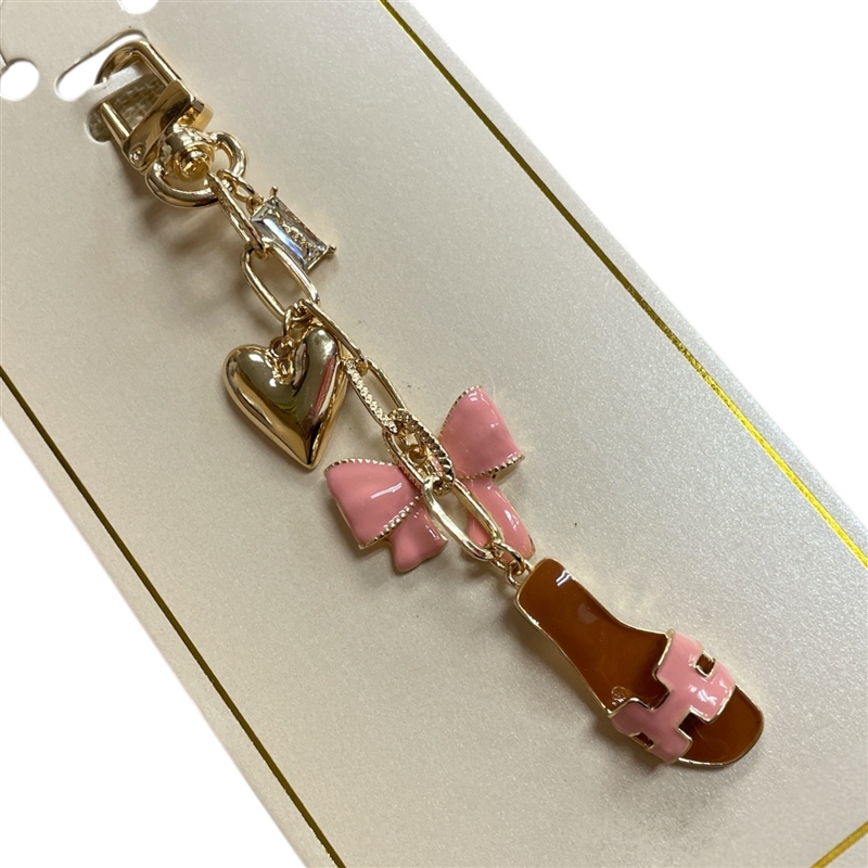 19-1949P PINK SANDAL & BOW KEYCHAIN