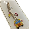19-1962   SCHOOL BUS  & CHARMS  KEYCHAIN