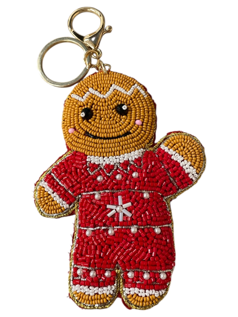 19-1981 SEED BEAD GINGER BREAD MAN KEYCHAIN