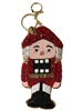 19-1985 SEED BEAD RED NUT CRACKER  KEYCHAIN