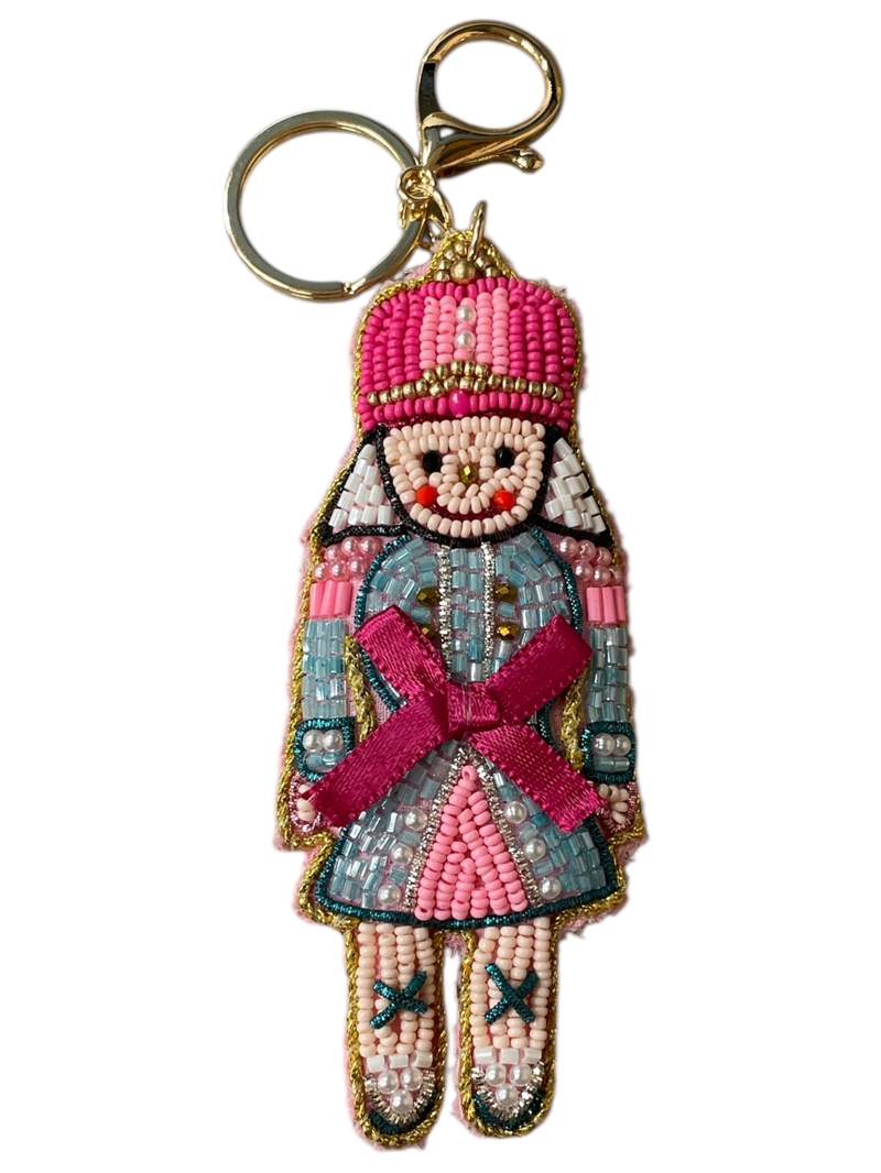 19-1991 SEED BEAD PINK NUT CRACKER  KEYCHAIN