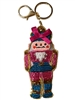 19-1993 SEED BEAD FUCHSIA NUT CRACKER  KEYCHAIN