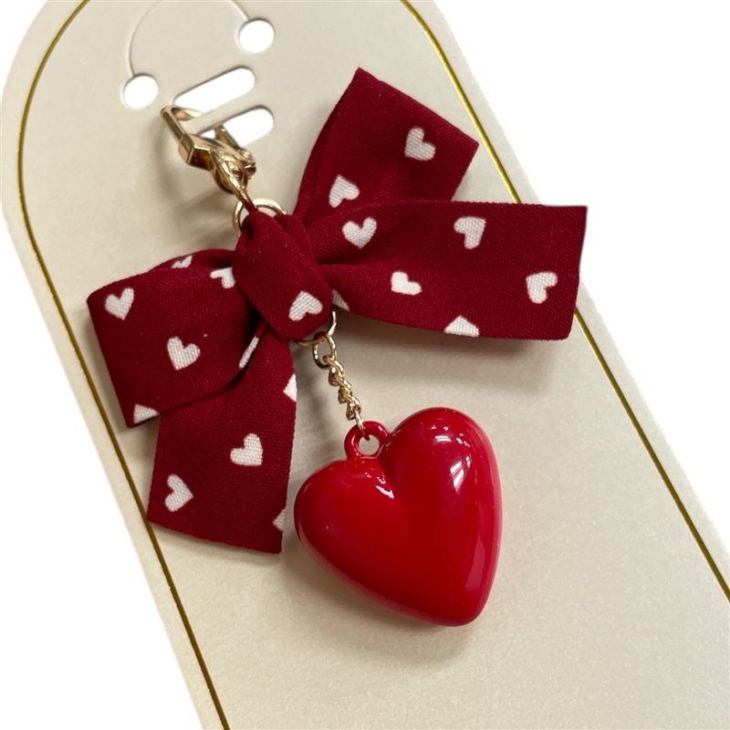 19-2060  RED BUBBLE HEART BAG CHARM/KEYCHAIN