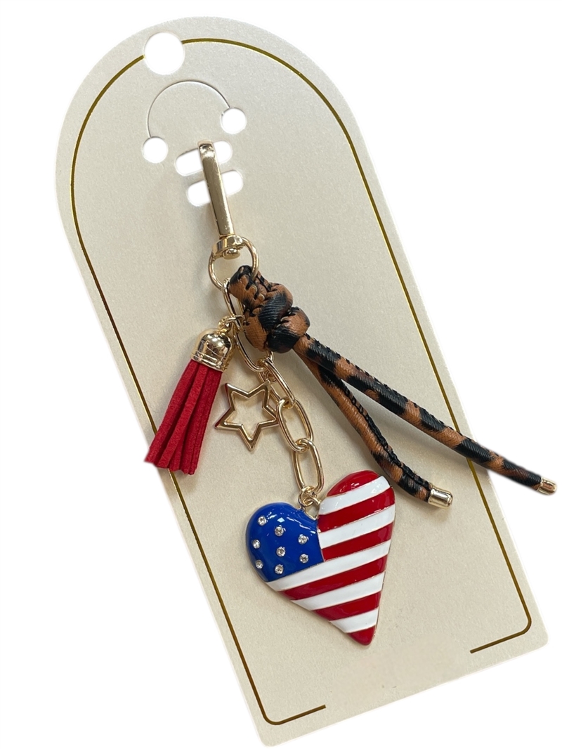 19-2099 HEART AMERICAN FLAG PURSE CHARM