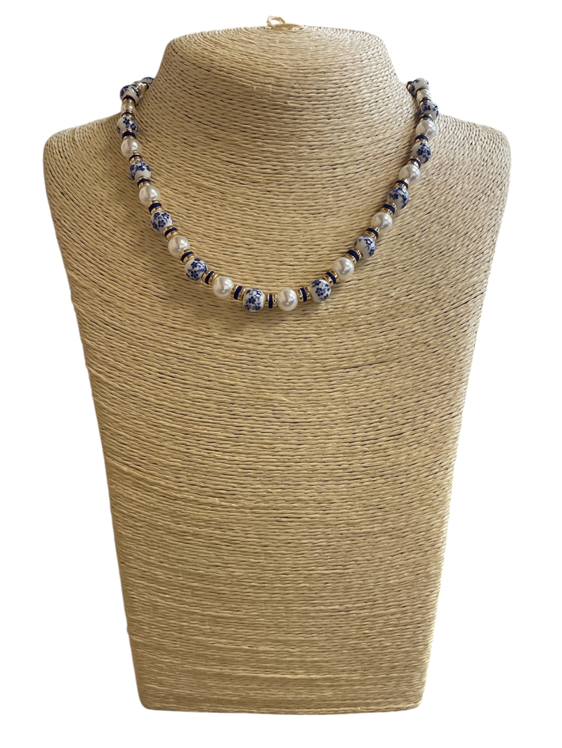 19095 FLORAL & PEARL BEADED NECKLACE