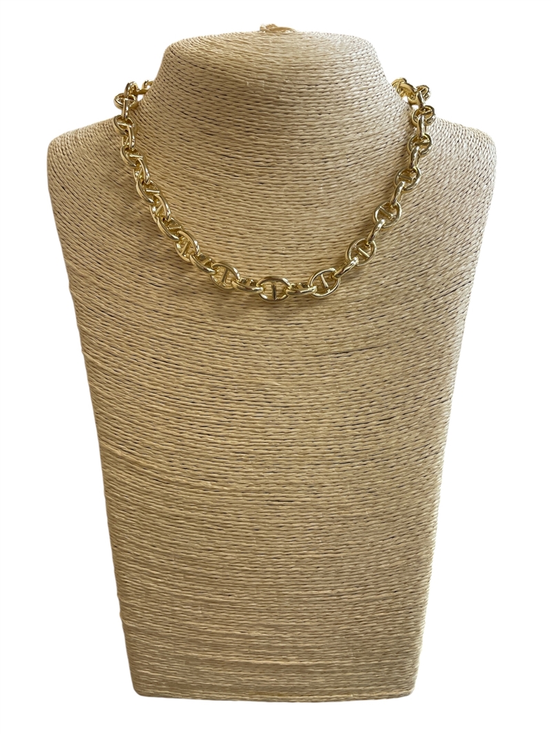 19103 GOLD PLAIN OVAL LINK SHORT NECKLACE