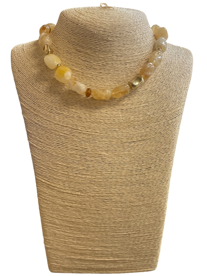 19124 ACRYLIC LIGHT YELLOW/TOPAZ SHORT NECKLACE