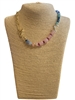 19128 LIGHT MULTI COLOR BEADED GOLD TOGGLE NECKLACE