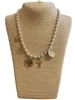 19141 PEARL BEADED COIN MULTI CHARM SHORT NECKLACE