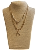 19147 WHITE STONE BEADED CHARM LAYERED SHORT NECKLACE