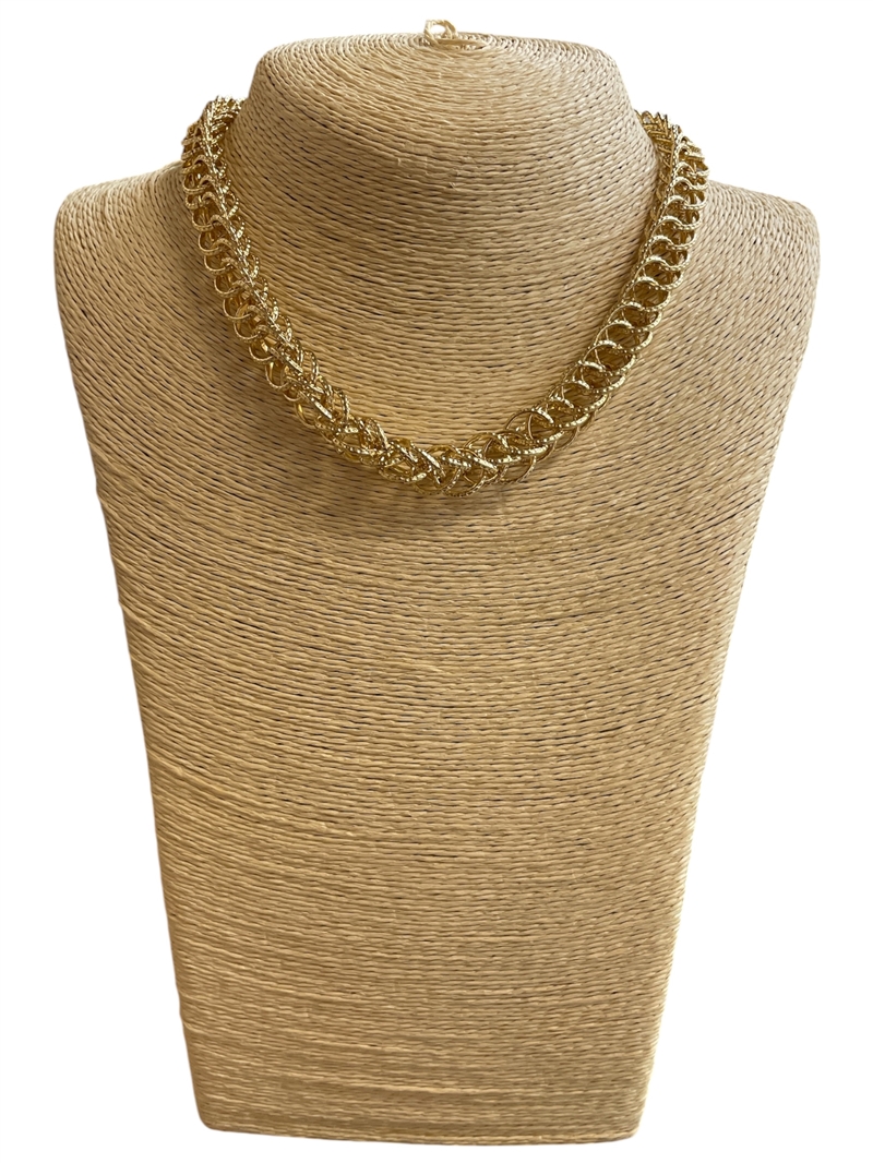 19150 GOLD DOUBLE CIRCLE LINK CHAIN SHORT NECKLACE