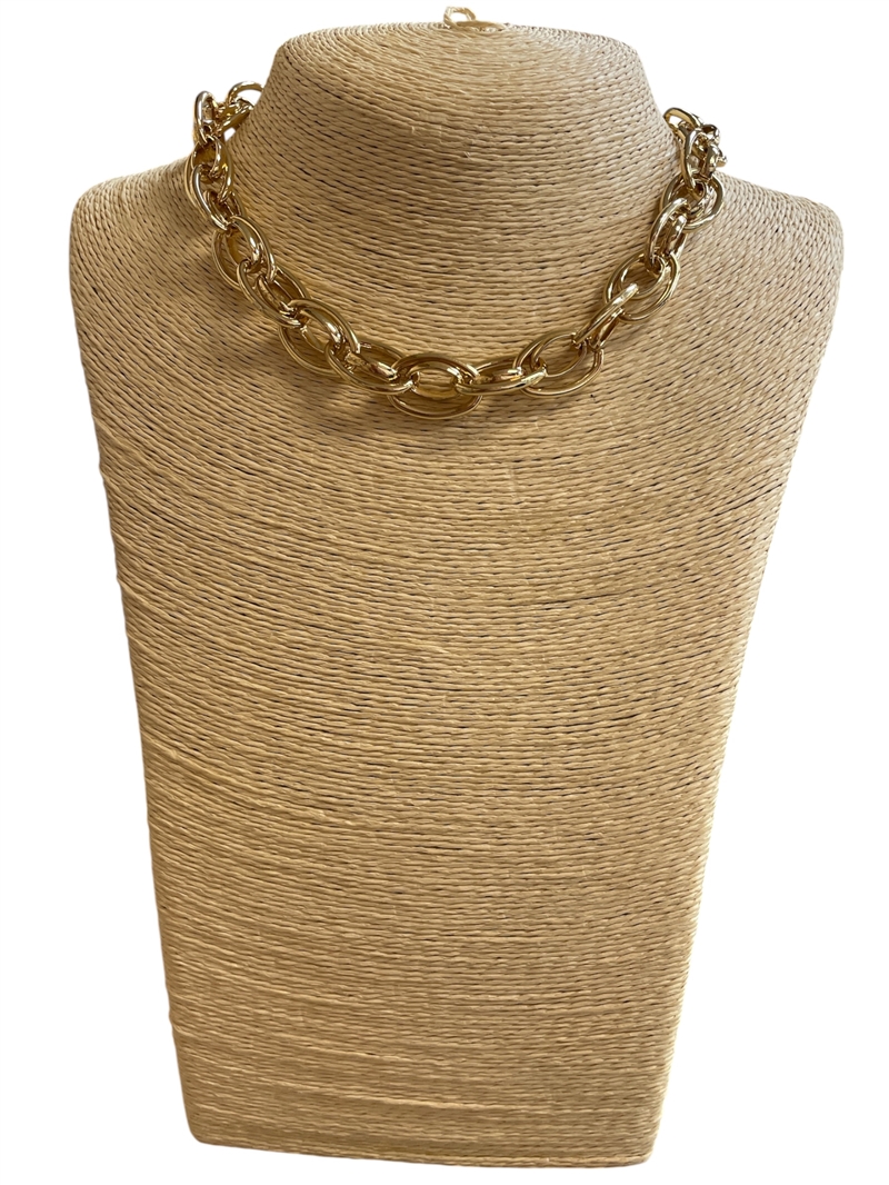 19151 GOLD DOUBLE OVAL LINK CHAIN SHORT NECKLACE