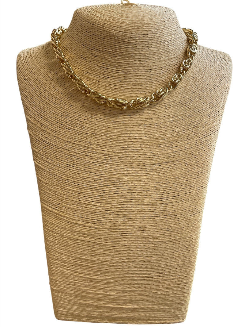 19152 GOLD SWIRLS CHUNKY SHORT NECKLACE
