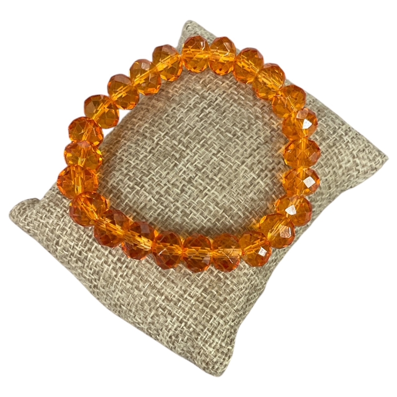 192CO 10MM CLEAR ORANGE CRYSTAL BRACELET