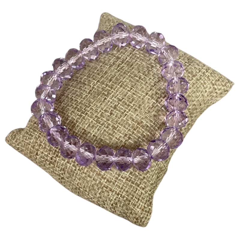 192CPP 10MM CLEAR PURPLE CRYSTAL BRACELET