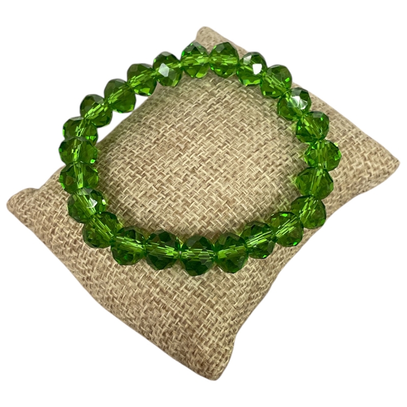 193GN 10MM CLEAR GREEN CRYSTAL BRACELET