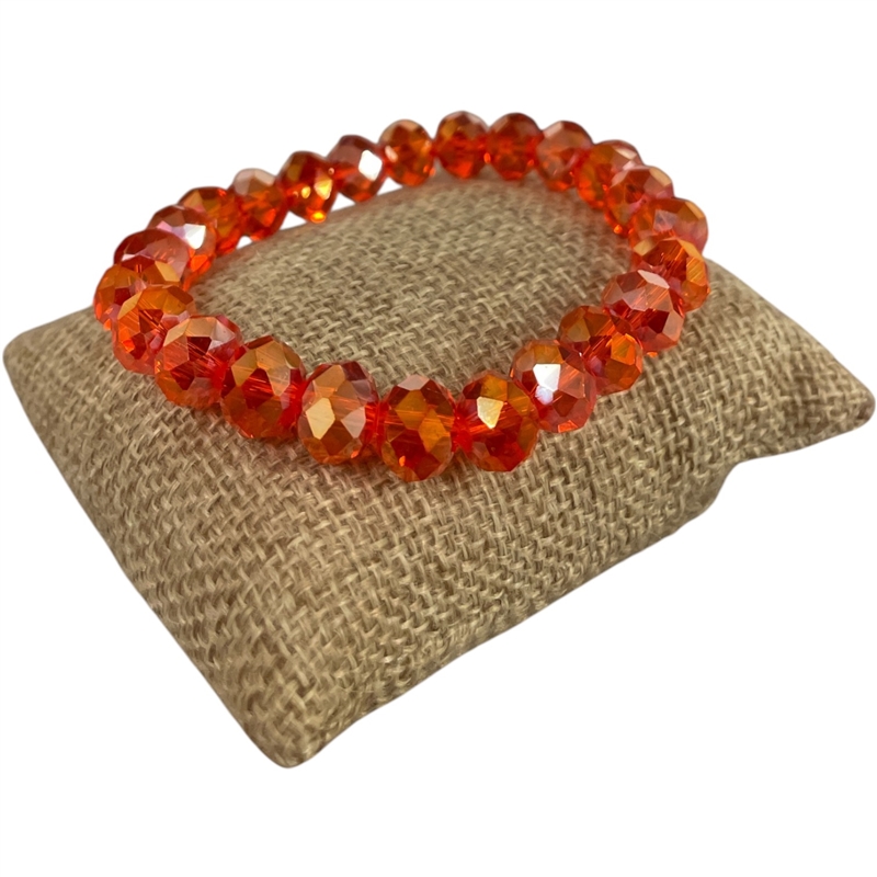 194DO 10MM CLEAR DARK ORANGE CRYSTAL BRACELET