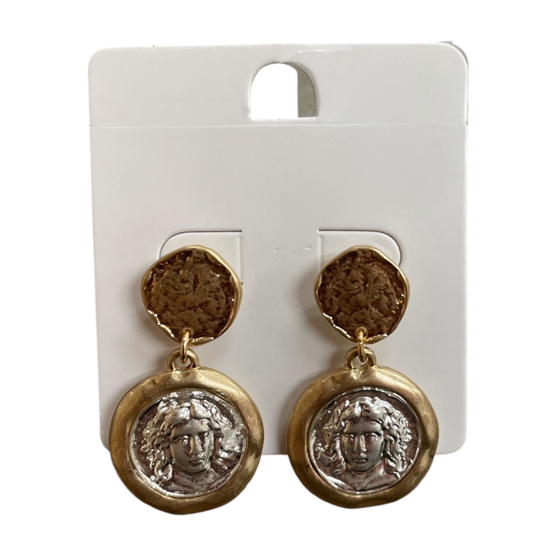 1NDE1161 COIN FACE EARRINGS