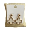1NDE1170 MATTE GOLD MOTHER OF PEARL CROSS POST EARRINGS