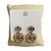 1NDE1178 PEARL ENCRUSTED GOLD FLOWER COIN POST EARRINGS
